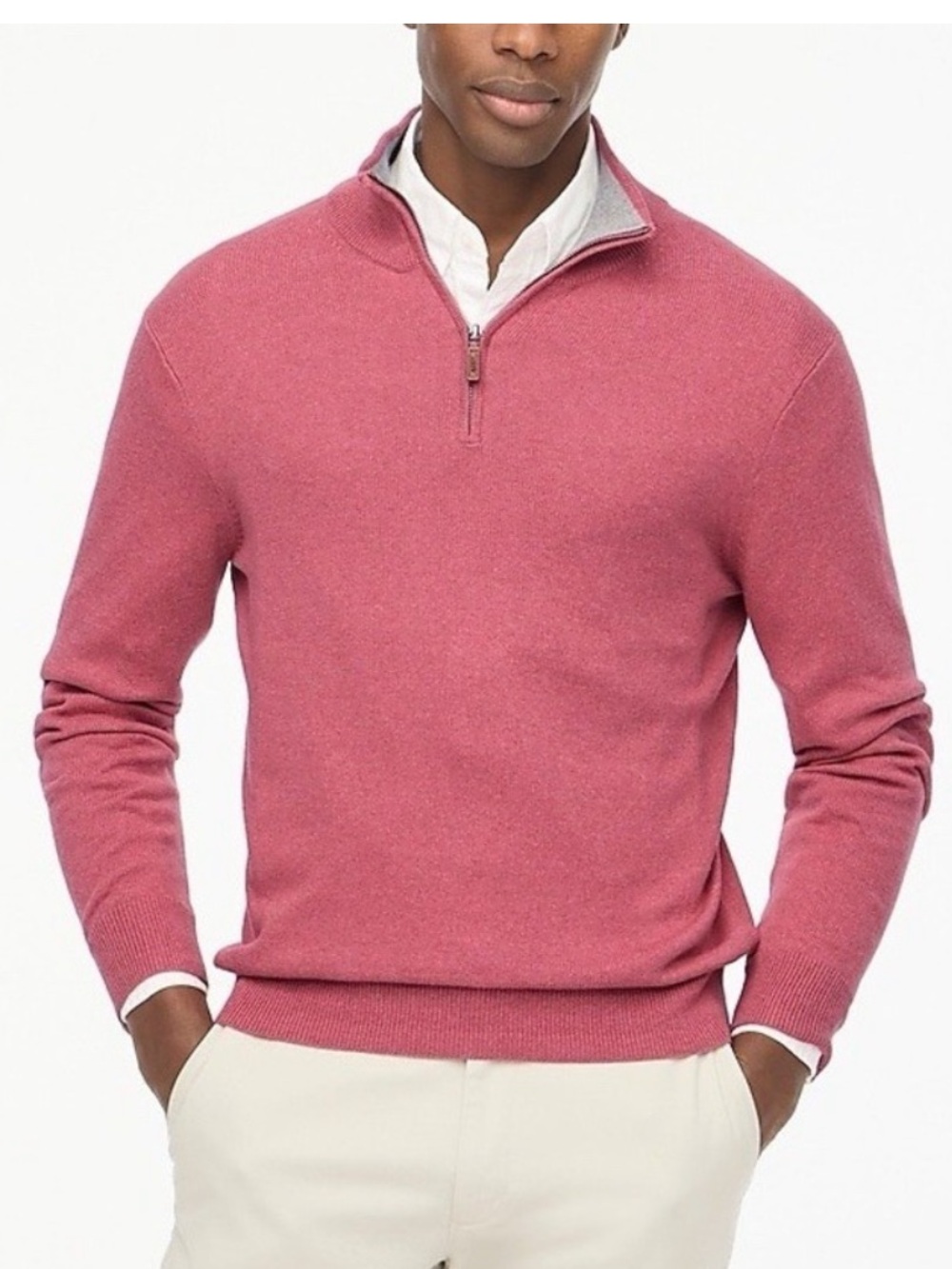 J. Crew Factory 100% cotton quarter-zip sweater - Heather Red